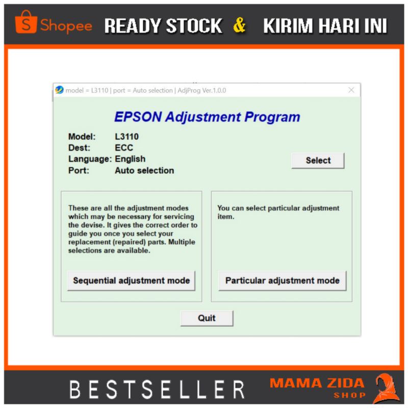 Jual Reset Epson L3110 Waste Ink Pad Adjustment Program Resetter