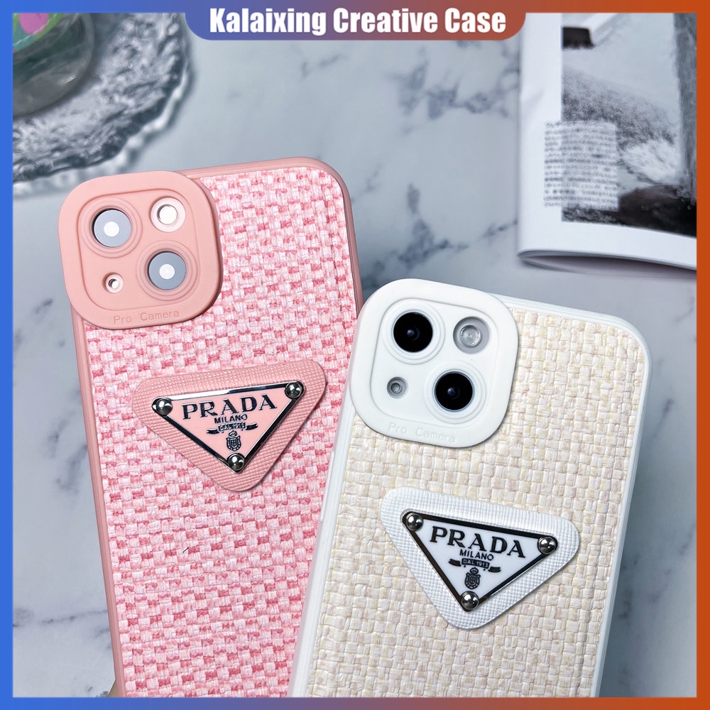 Soft Case Pelindung Lensa Tekstur Prada 3D Untuk iPhone 14 / 13pro / 12promax / 11pro / X Xs Max Xr