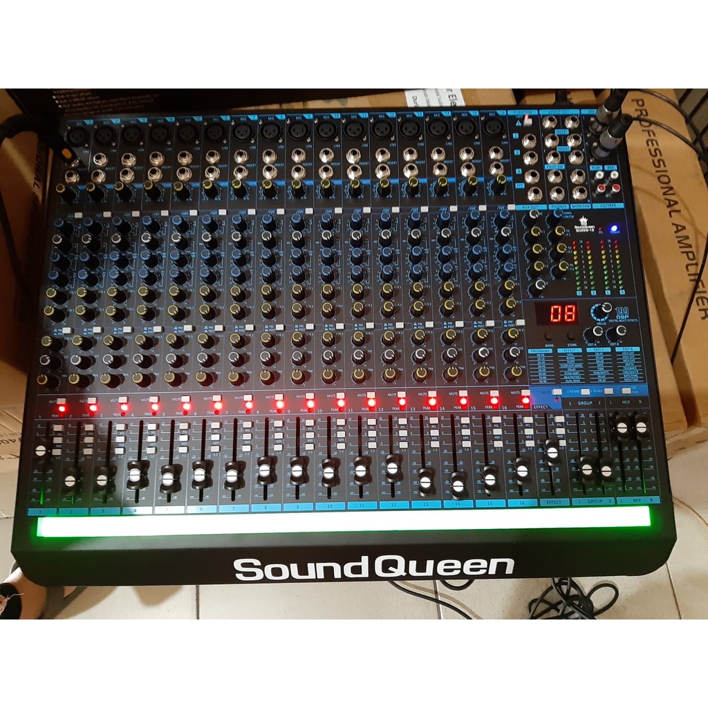 Mixer Soundqueen Queen 16 Original Queen16 Channel Free koper Hardcase aux 3 sub group 2 reverb