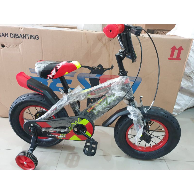 Sepeda Anak Sepeda BMX 12 inch MONTANA ( BAN JUMBO 3.0 ) ( Hitam ~ Merah )