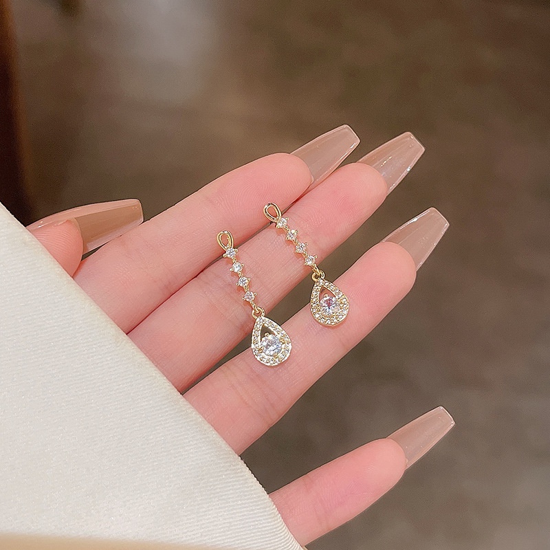 Anting Tusuk Sterling silver 925 Desain Bunga Hias Mutiara + Kristal Zircon Mewah Untuk Wanita