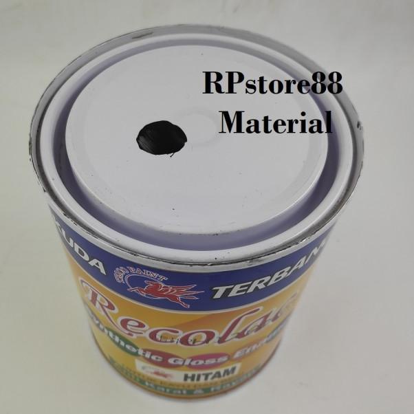 CAT MINYAK RECOLAC KUDA TERBANG 1KG - CAT KAYU BESI - HITAM DAN PUTIH - Hitam