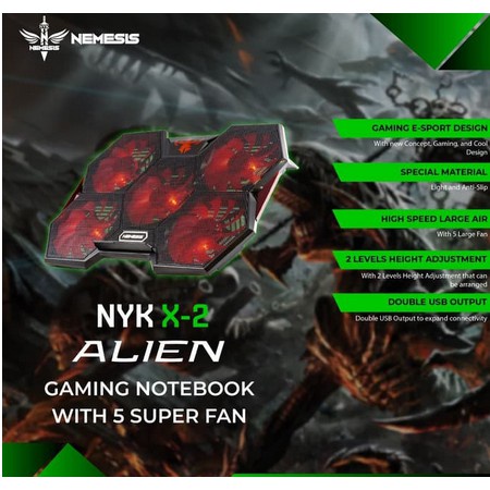 NYK Nemesis Cooling Pad Alien X-2 coolingpad NYK 5 fan LED original X2