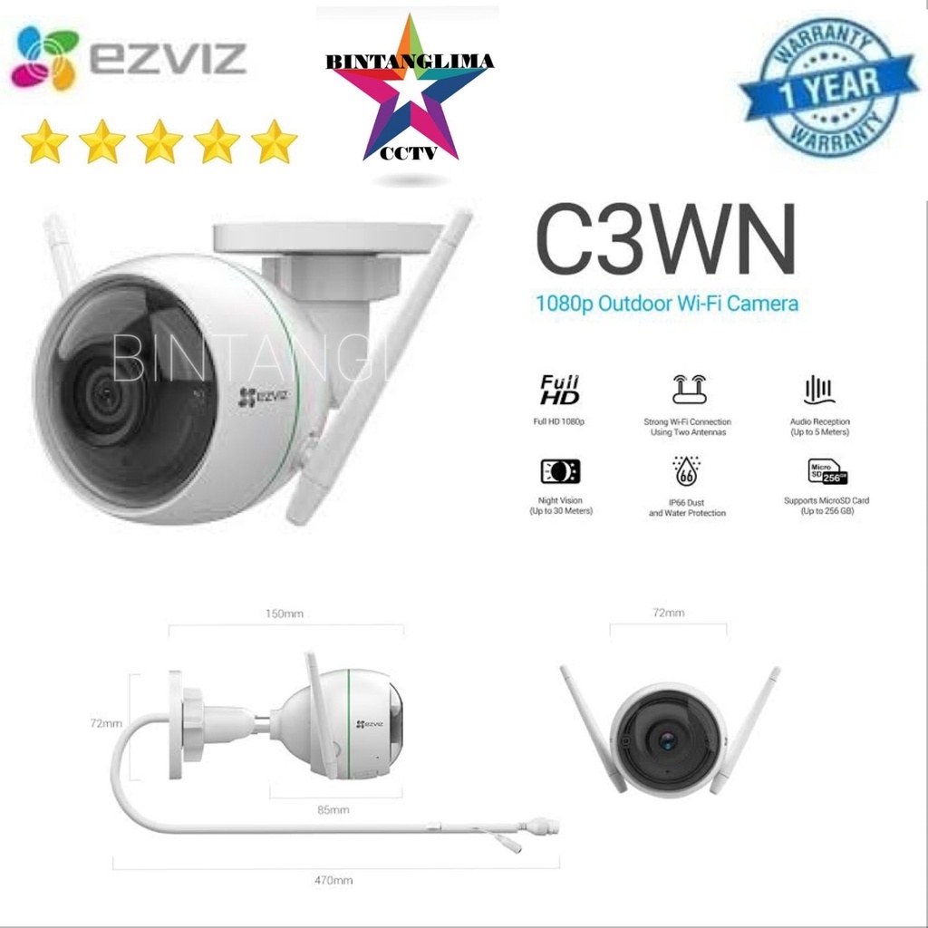 EZVIZ HUSKY C3WN 1080P Full HD IP Camera CCTV WiFi GARANSI RESMI 1 TH