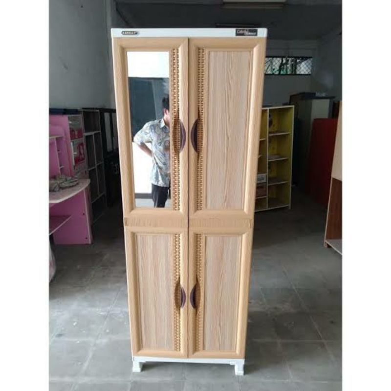 LEMARI NAPOLLY 2 PINTU CERMIN+ GANTUNGAN ( CABRO G88 CRK )