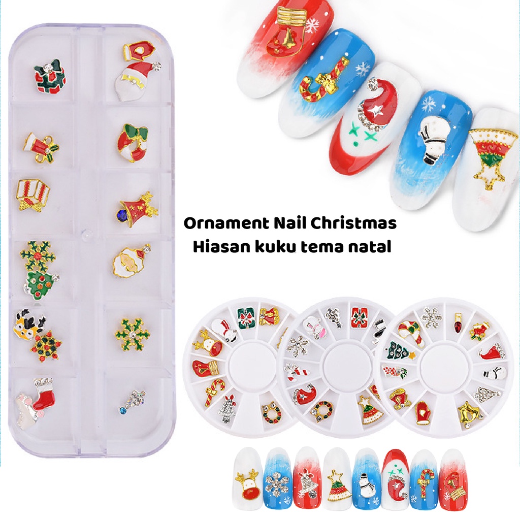 Pretty Hiasan Kuku Tema Natal Manik-Manik Kuku/Accessories Kuku Nail Art