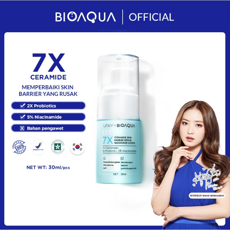 BIOAQUA 7X CERAMIDE SKIN BARRIER REPAIR MOISTURIZE EMULSION FACE LOTION 30ML FOR ALL SKIN TYPES SERUM PENCERAH KULIT BRIGHTLY SERUM BIOAQUA BPOM ORIGINAL