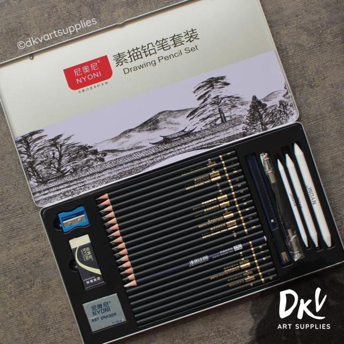 

Sale NYONI Sketch drawing pencil / pensil arang charcoal 29 pcs tin case /ALAT TULIS AESTHETIC/ALAT TULIS SEKOLAH/ALAT TULIS SET/ALAT TULIS LENGKAP/ALAT TULIS ANAK/ALAT TULIS LUCU