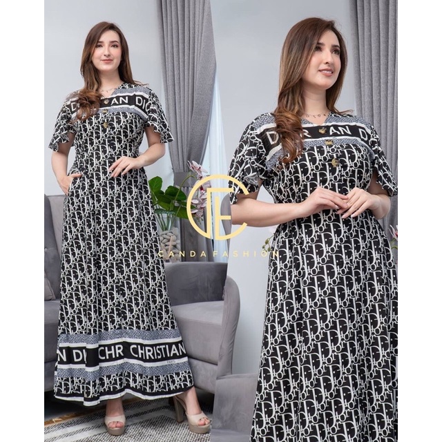 Daster Arab Dlusia DELIA CANDA Dress Rayon Motif Branded