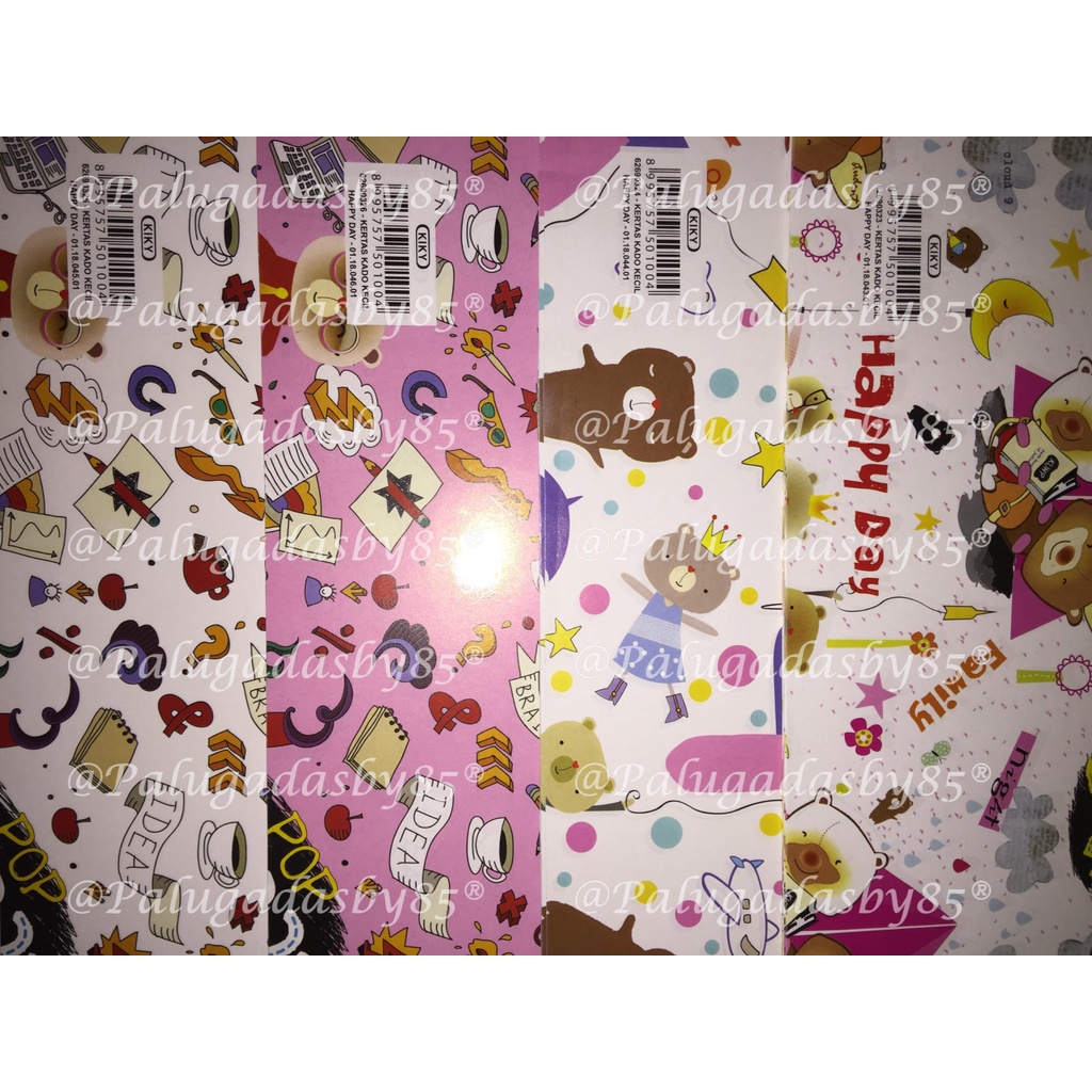 

Kertas Kado KIKY Kecil Motif Lucu (1 Pak Isi 50 Lembar) 48 x 62 Cm / Motif Fancy