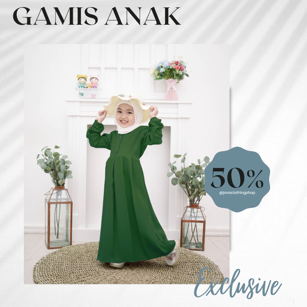 Gamis anak perempuan wanita terbaru 2022 kekinian original mewah EXCLUSIVE polos HIJAU BOTOL /Gamis 