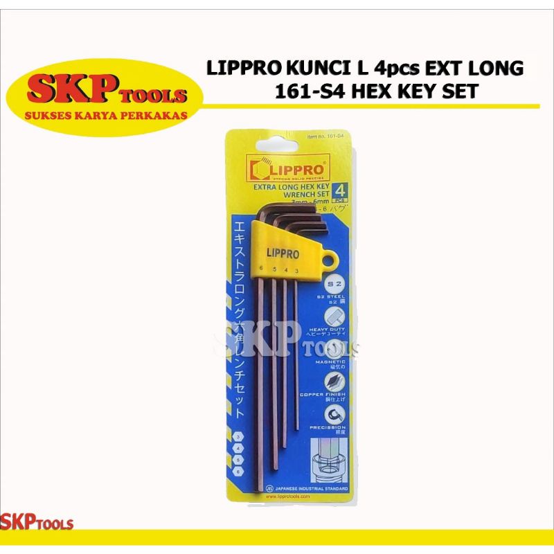 LIPPRO KUNCI L EXTRA LONG HEX KEY SET 4 PCS 161-S4 KUNCI L Flat