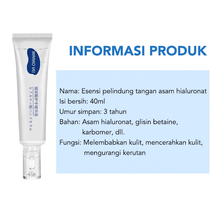 [beli 1 dapat 1]Hyaluronic Acid Hand Serum 40ml Hand Cream Hand Lotion Bergizi dan Melembabkan 2pcs