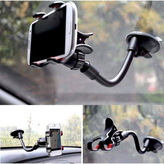 Soft Tube Car Holder Mobil Jepit 4 Cakar Tempel Kaca Dashboard Gps HP Flexible Universal Penyangga