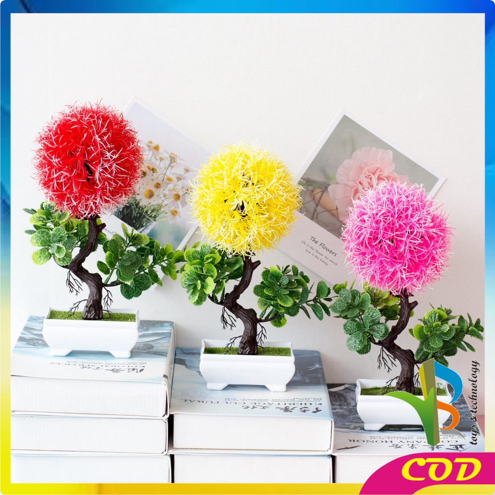 RB-C35-37 Ornamen Pot Bonsai Pajangan Dekorasi Rumah Tanaman Bunga Hias Plastik Artificial Flower