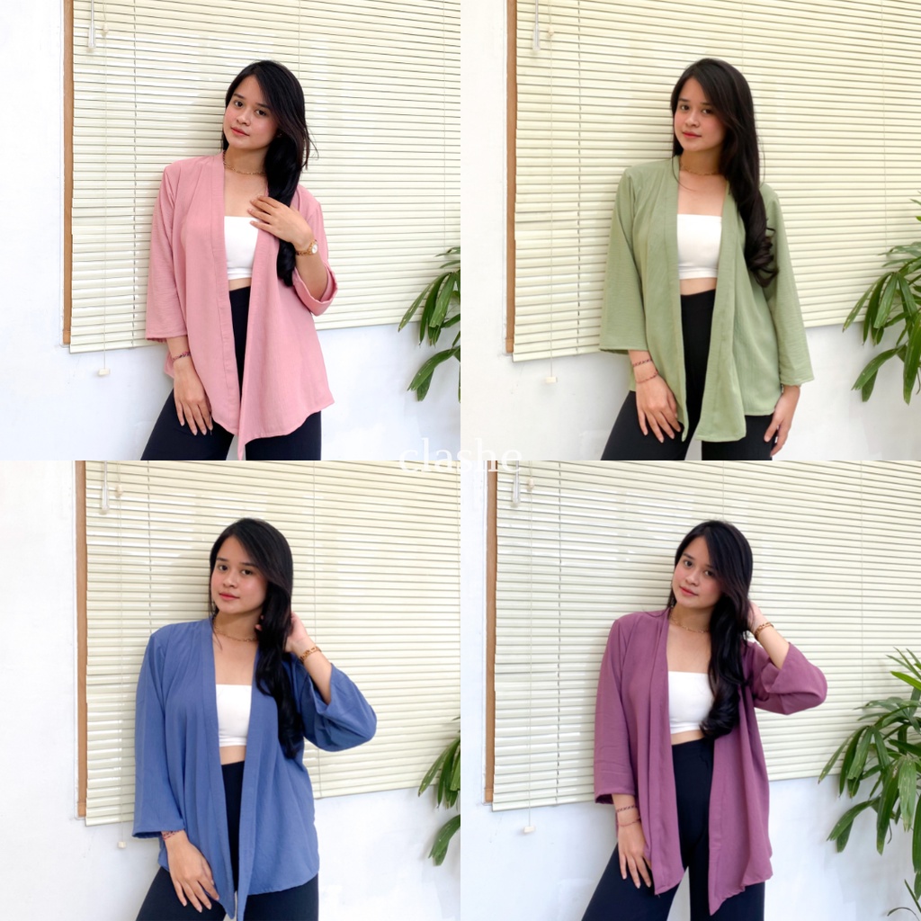 Cardigan Wanita Kekinian Korean Style Ootd Terbaru Crinkle Airflow Anti Lecek Zefa Top by Clashe