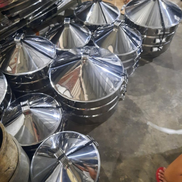 kalakat susun steamer bulat/kukusan stainless/langseng serbaguna 40 cm
