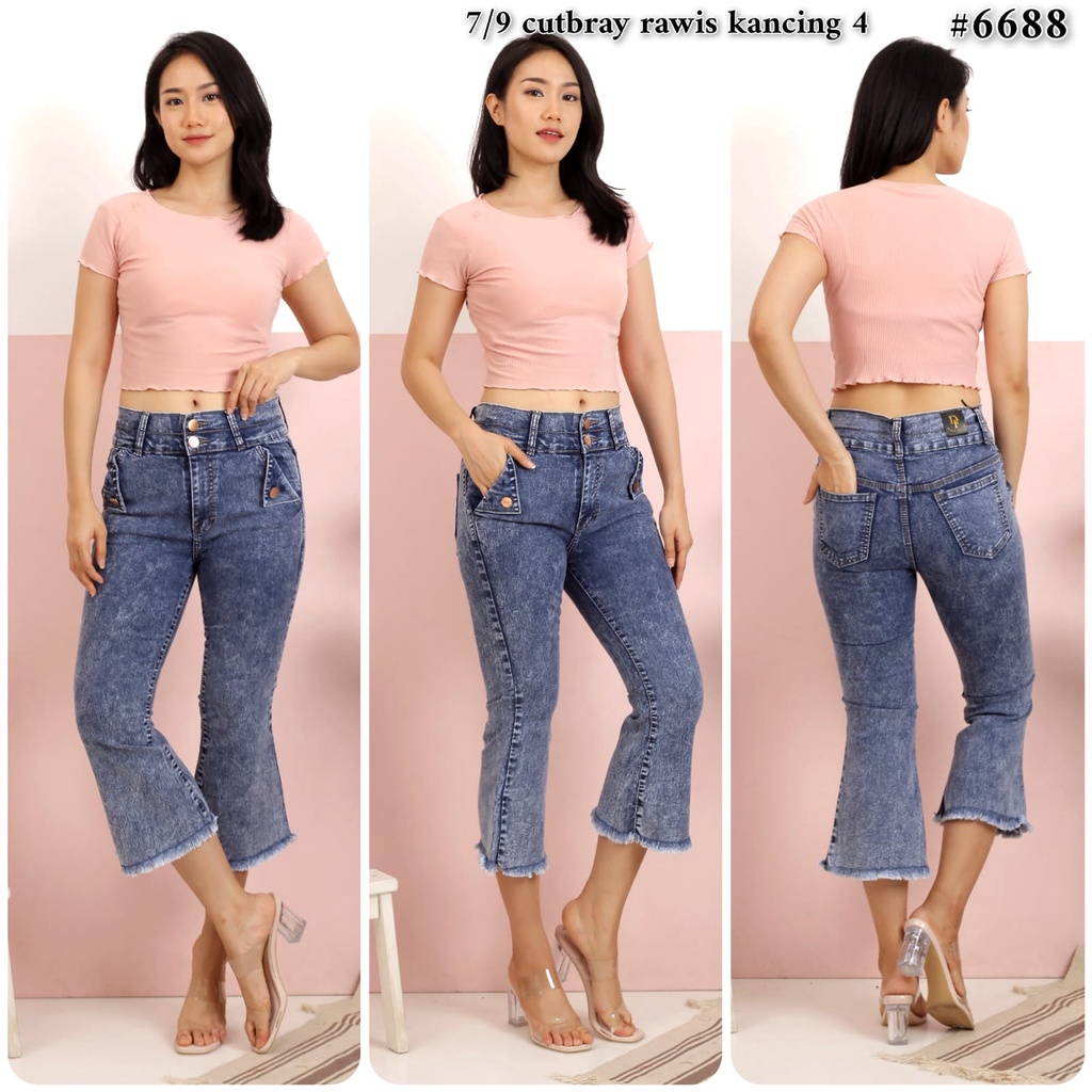 Celana Jeans Wanita 7/9 Cutbray Manis Rawis KC4 27-30 31-34 Bisa Bayar Ditempat(COD)