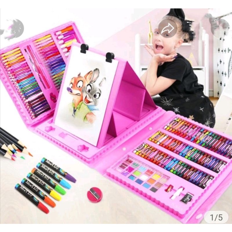 

shineholic⚡Oil Pastel 208 pcs crayon set pensil warna pena cat air 208 set kuas lukis krayon & pastel