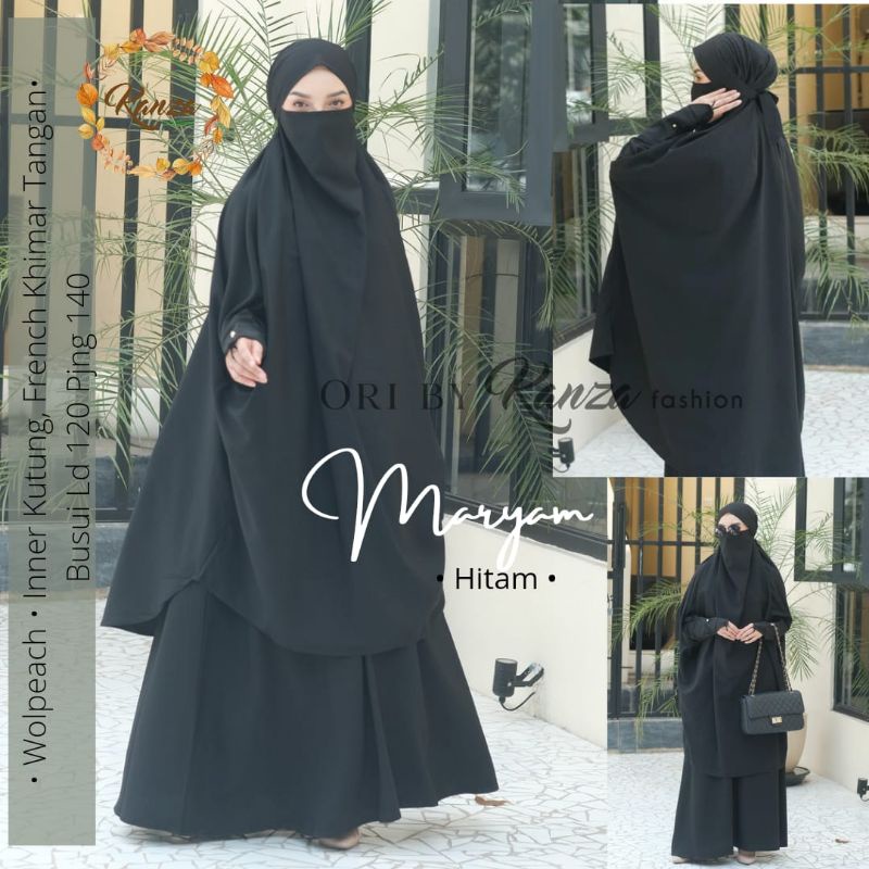 Gamis syari Jumbo Set,french khimar tangan inner kutung ld120