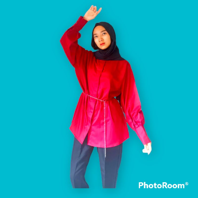 Promo setelan blouse crinkle wanita