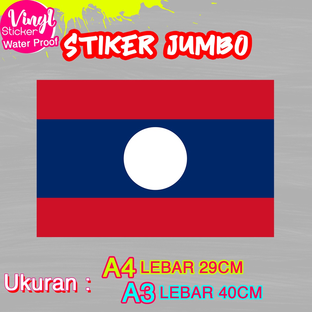 

Stiker Laos Ukuran Jumbo Sticker Besar Size A4 A3 Vinyl Satuaan Motif Bendera Negara Dunia Bahan Anti Air