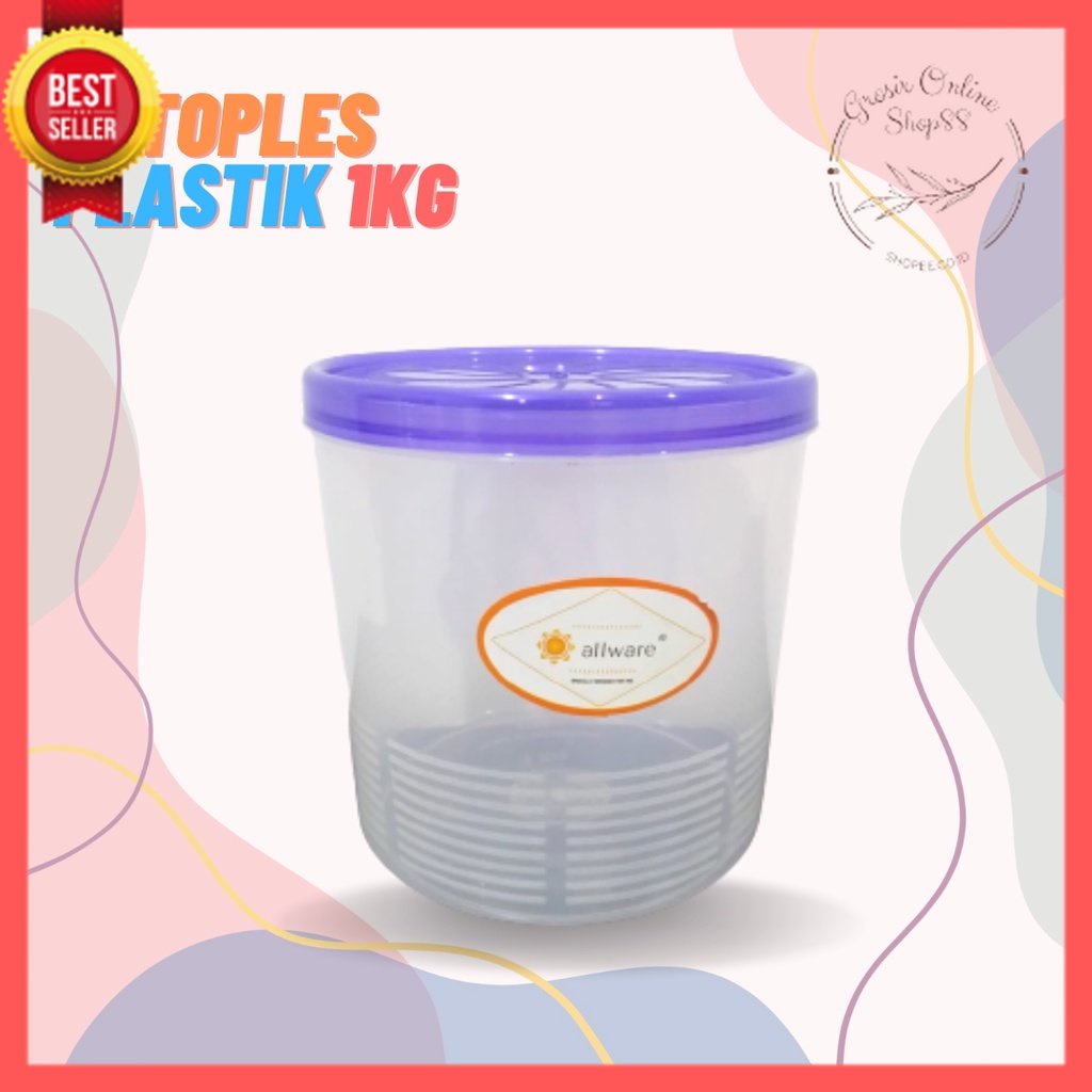 GOS -B313- Toples Plastik 1kg - Toples Kue Kering - Toples Penyimpanan Makanan - Toples Plastik