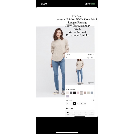 Baju Uniqlo Waffle Lengan Panjang