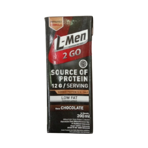 

L-Men 2 GO Minuman UHT Protein 12 gr LOW FAT Rasa Coklat 200ml