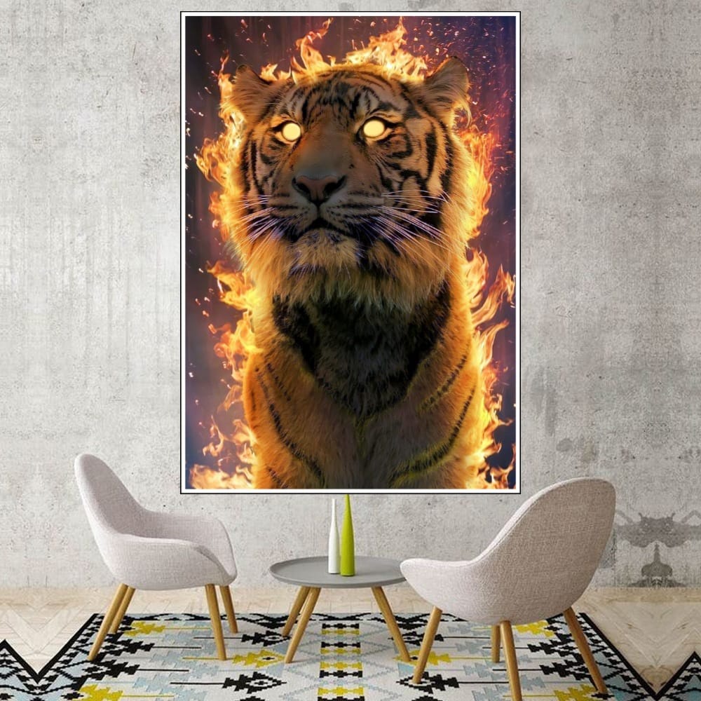 Hiasan Dinding Poster Gambar Harimau Xtra Jumbo Besar Best seller Ukuran 100x70cm 150x100cm 200x100c
