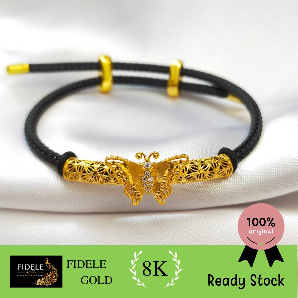 Pipa Charm Kupu Emas Asli Kadar Muda Gelang Charm Kupu 375