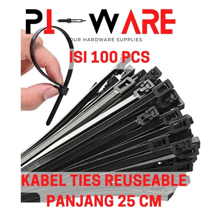 Cable Tie Reusable Bisa Pakai Ulang Kabel Ties 25cm 250mm Isi 100 Pcs