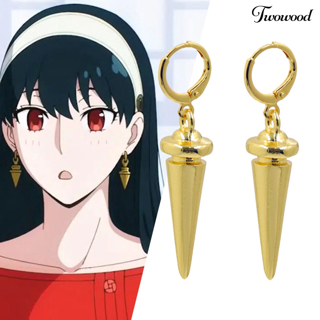 1 Pasang Anting Desain Kartun Anime Tapered SPY FAMILY Yor Forger Electroplating Untuk Wanita