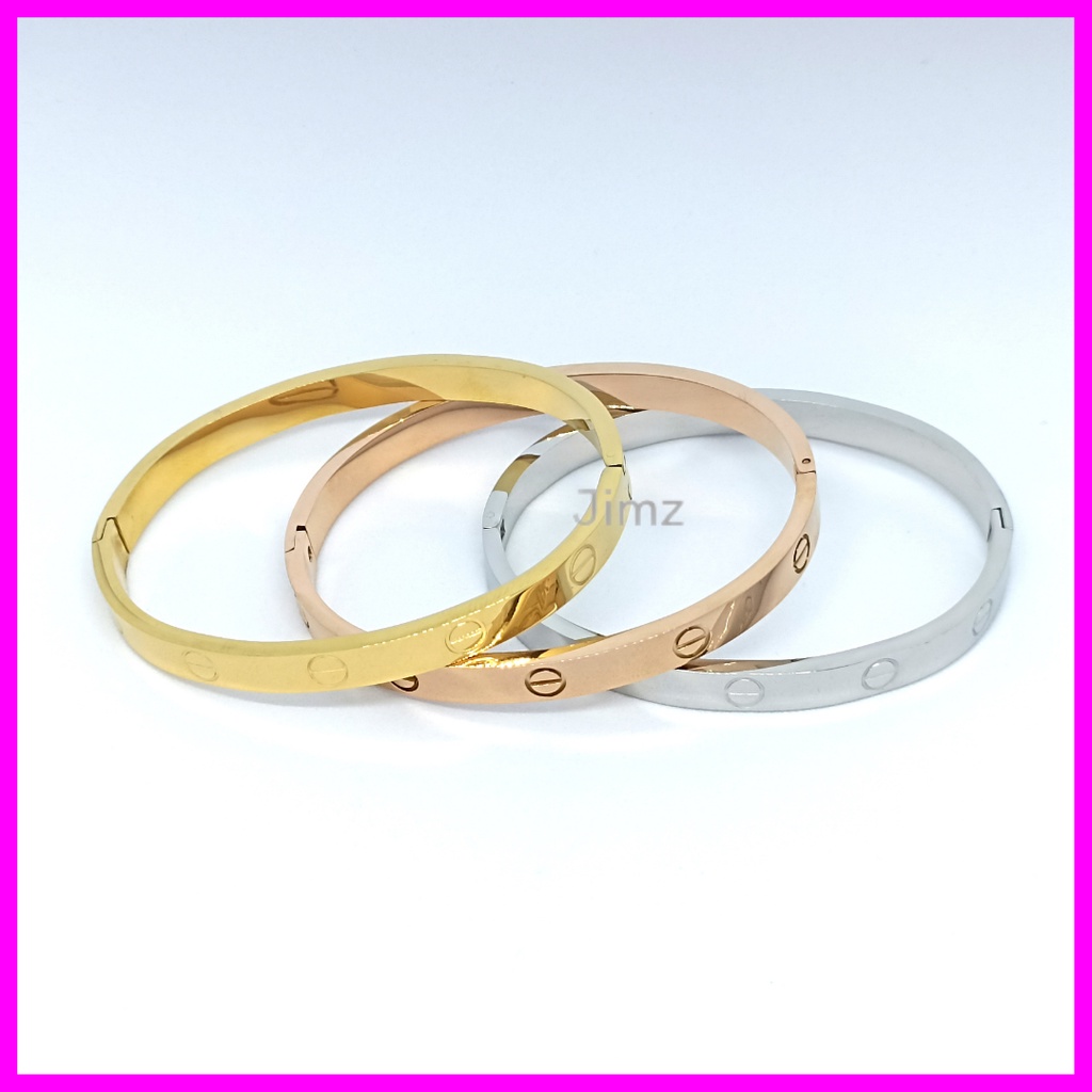 Gelang Titanium Wanita Anti karat Fashion Korea Permata Lapis Emas