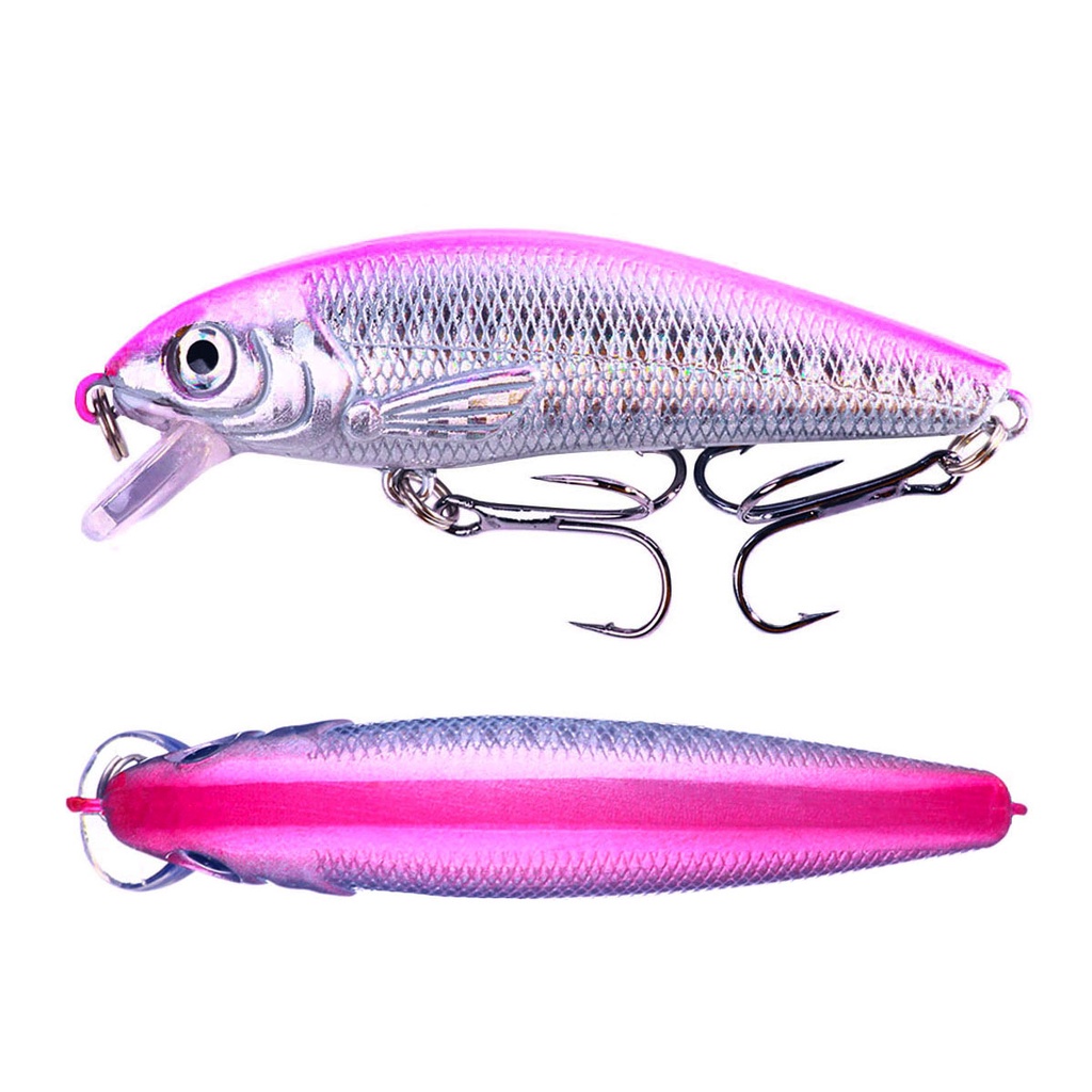 Hengjia 1pc Umpan Pancing Minnow Hard Bait Bentuk Ikan Kecil Artificial Crankibait 3D Eyes Plastik 7.5cm 8g Fishing Lure