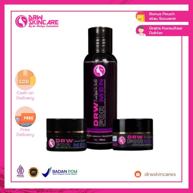 1 Paket Drw Skincare Radiant Cowok Pembersih wajah/Penghilang Jerawat Wajah Kusam Original
