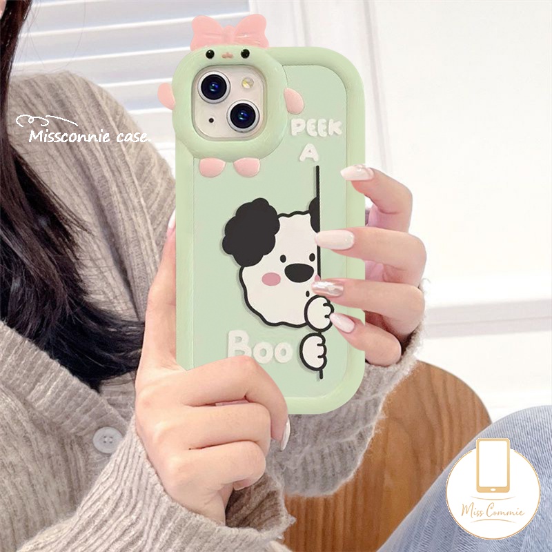 Couple Case Samsung A12 A04s A32 A04 A03 A14 A04E A13 A52 A50s A53 A03s A73 A51 A52s A23 A50 A22 A71 A30s A11 A33 A31 A02s A21s 3D Bow Monster Lucu Peek a Boo Bear Puppy Soft Case