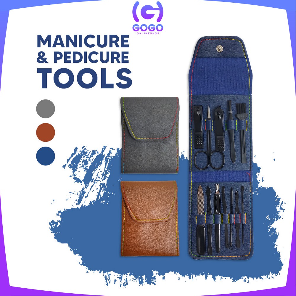 GOGO-K111 Alat Menicure Pedicure Set 12 Pcs Free Pouch / Set Gunting Kuku Dan Pinset Perawatan Kuku Bahan Stainless Steel