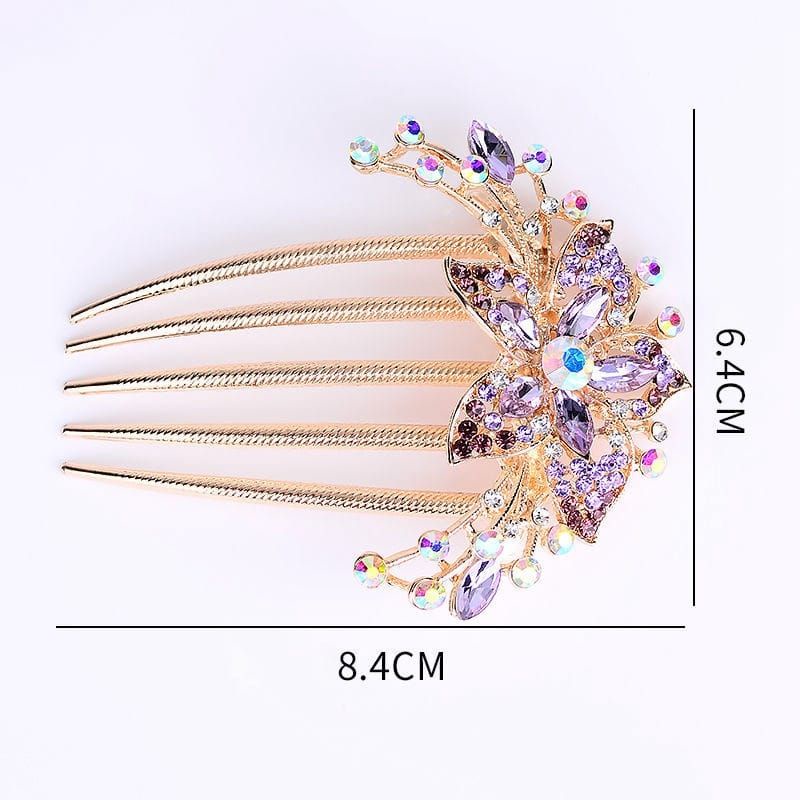 Sisir Jepit Rambut Sirkam Desain Bunga Hias Kristal Imitasi Bahan Alloy Gaya Korea Untuk Wanita
