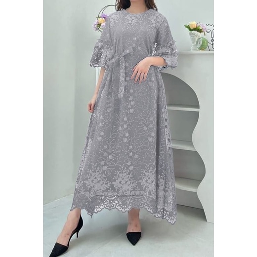 PCS DRESS KRISTINE BRUKAT KR FASHION BUSANA PAKAIAN WANITA