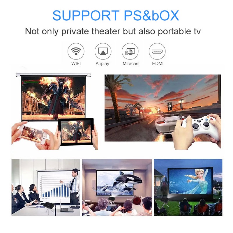 [ COD ] Proyektor HD Smart Projector 1080P &amp; 4K With WiFi &amp; Bluetooth 3.8 &quot;LCD 150 ANSI 8000 Lumens LCD Portable Projector Home