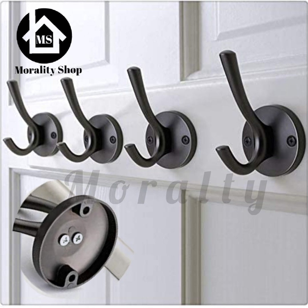 Kapstok Hook 1 Kait Hitam Murah KD Hanger Gantungan Cantolan Baju 1kait Towel Cloth Single Hooks BLack
