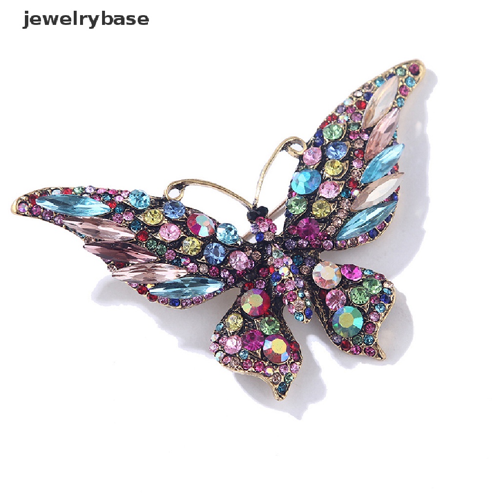 Bros Bentuk Kupu-Kupu Aksen Kristal Berlian Imitasi Warna-Warni Untuk Hijab