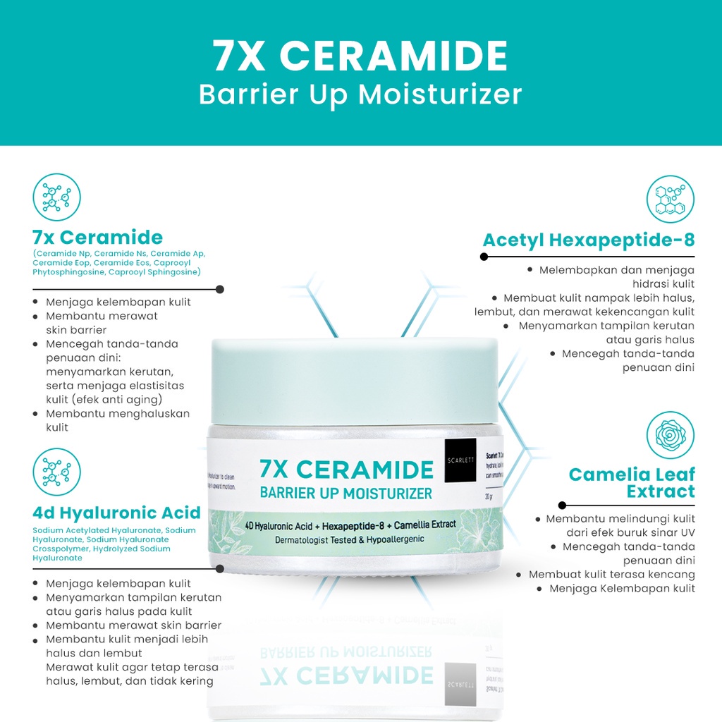 new SCARLETT WHITENING 7X CERAMIDE SKIN BARRIER MOIST - Moisturizer Ceramide 7x Memperbaiki Skin Barrier 20gr