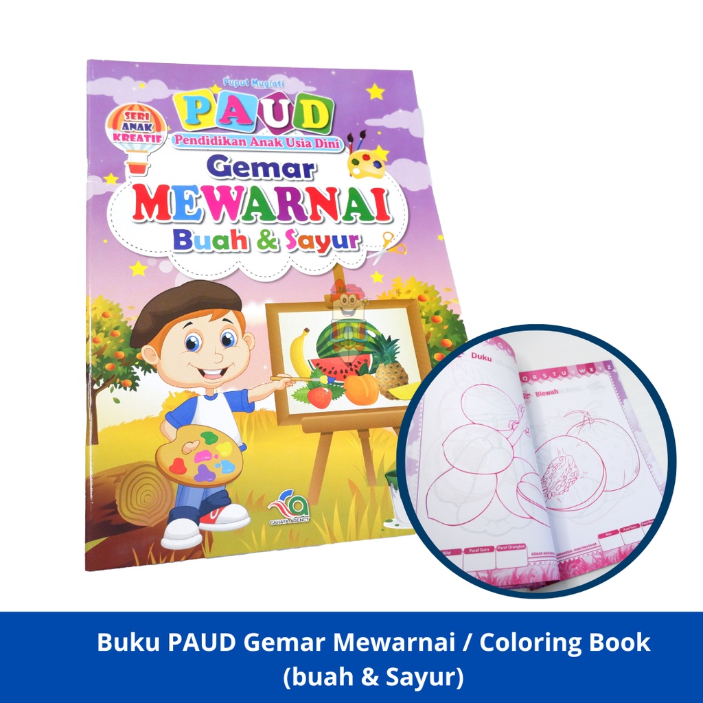 

Buku PAUD Gemar Mewarnai / Coloring Book (Buah & Sayur)