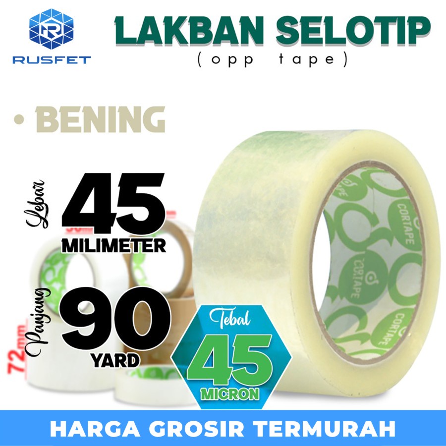 

Lakban BENING 45mm x 90yard Cortape Plakban isolasi OPP Tape / Satuan