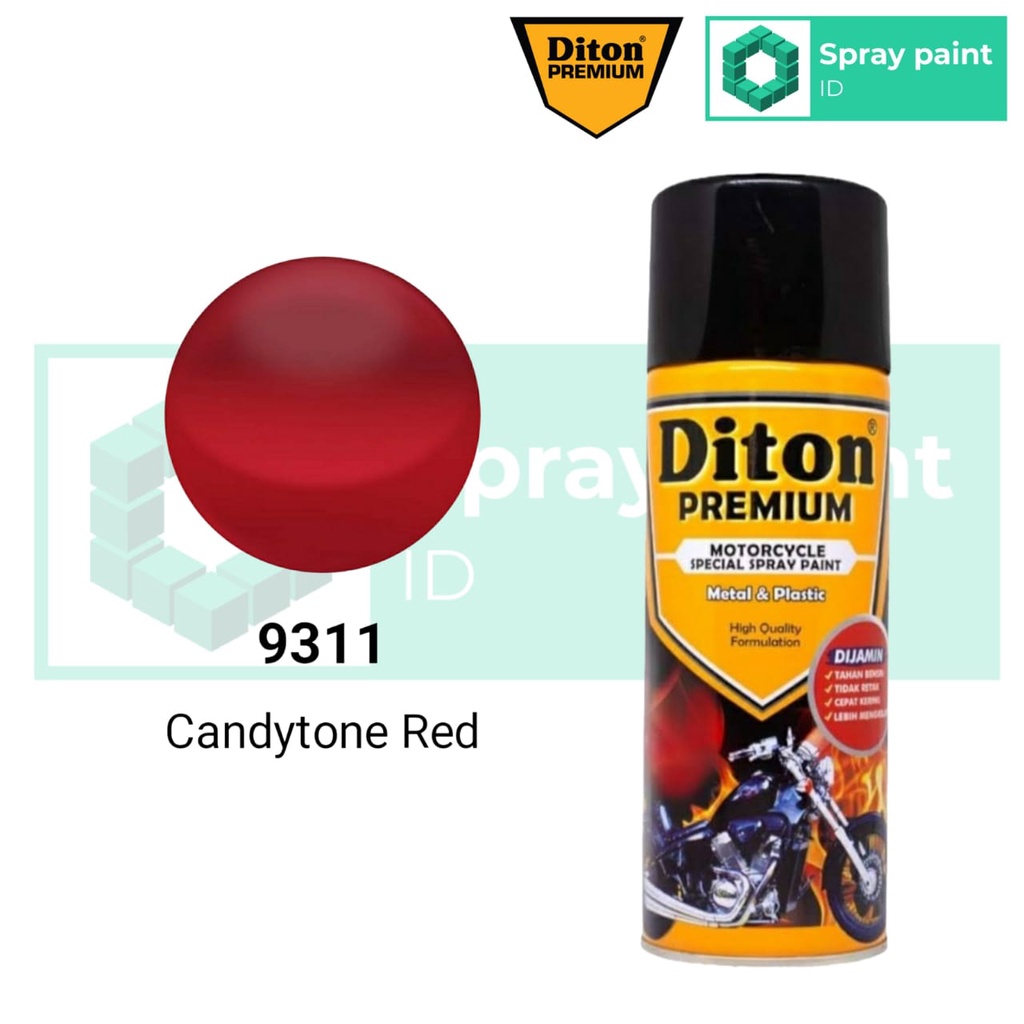 DITON PREMIUM 9311 CANDY TONE RED MERAH CANDYTONE 400ml CAT SEMPROT SPRAY PAINT PILOX PILOK UNTUK MO