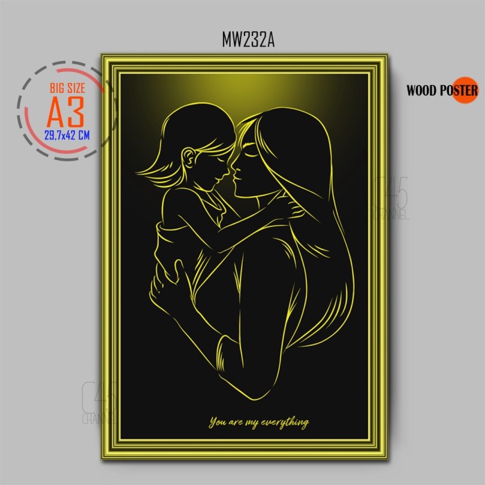 Paling laris Hian Dinding Kayu Foto Sketsa MOM AND BABY Poste