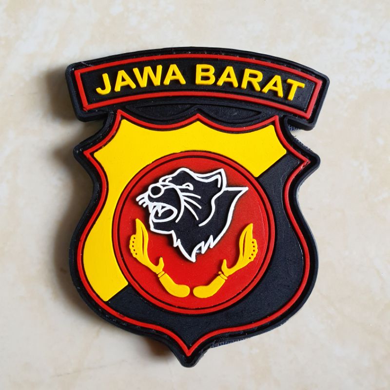 patch rubber logo polda jawa barat / polri / polisi / police / tempelan emblem karet velcro