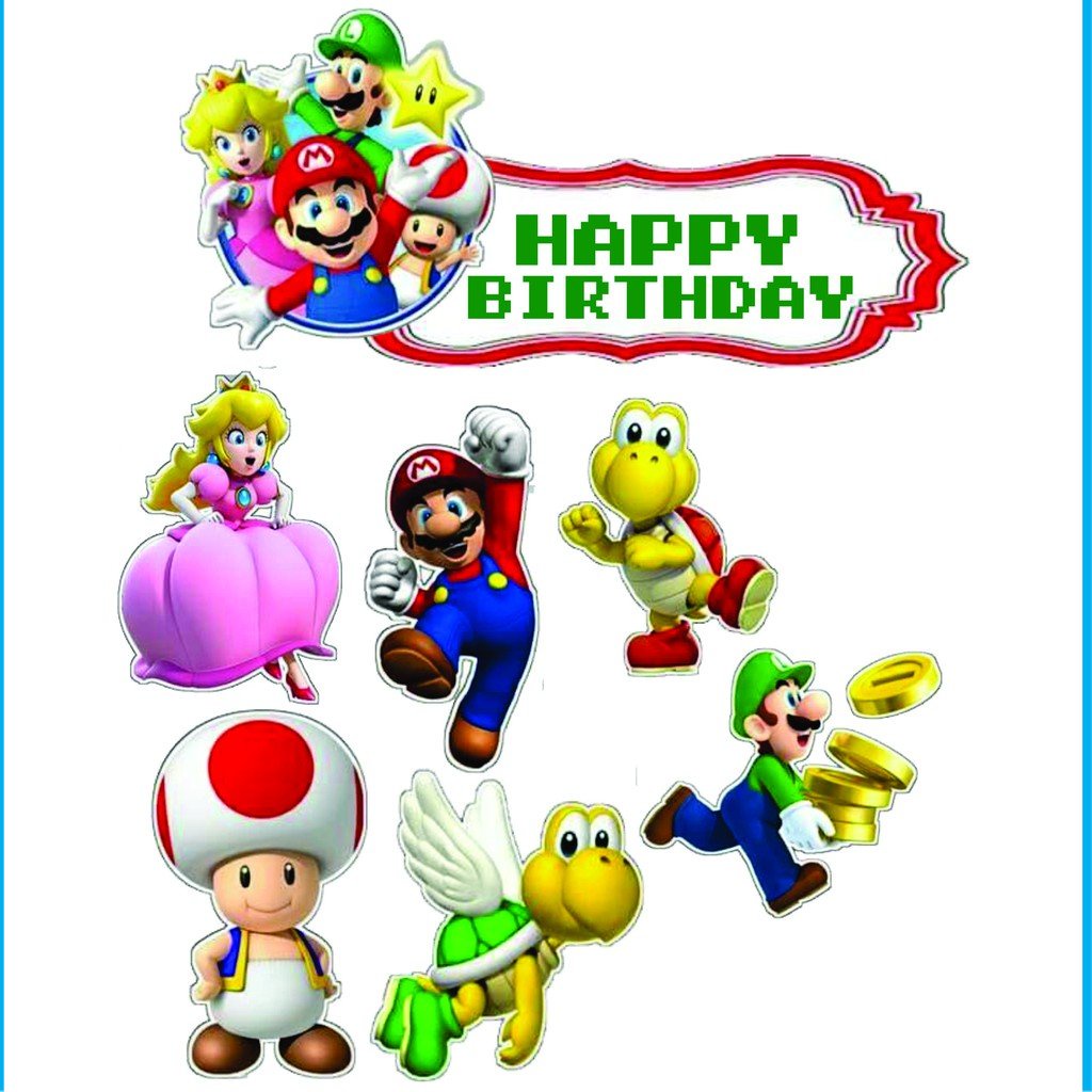 

CETAK TOPPER CAKE ULANG TAHUN / HIASAN KUE MARIO BROSS LABELLE JAYA